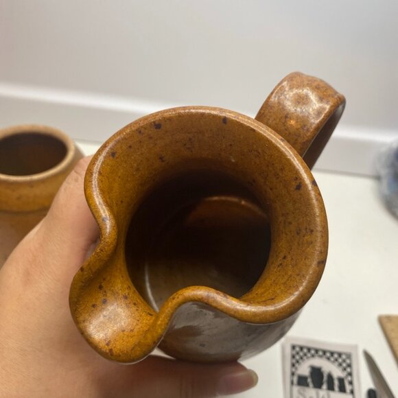 Saltbox Pottery Studio Pottery Art 2 Pcs Sugar And Creamer, Signed Collectible - Picture 8 of 11